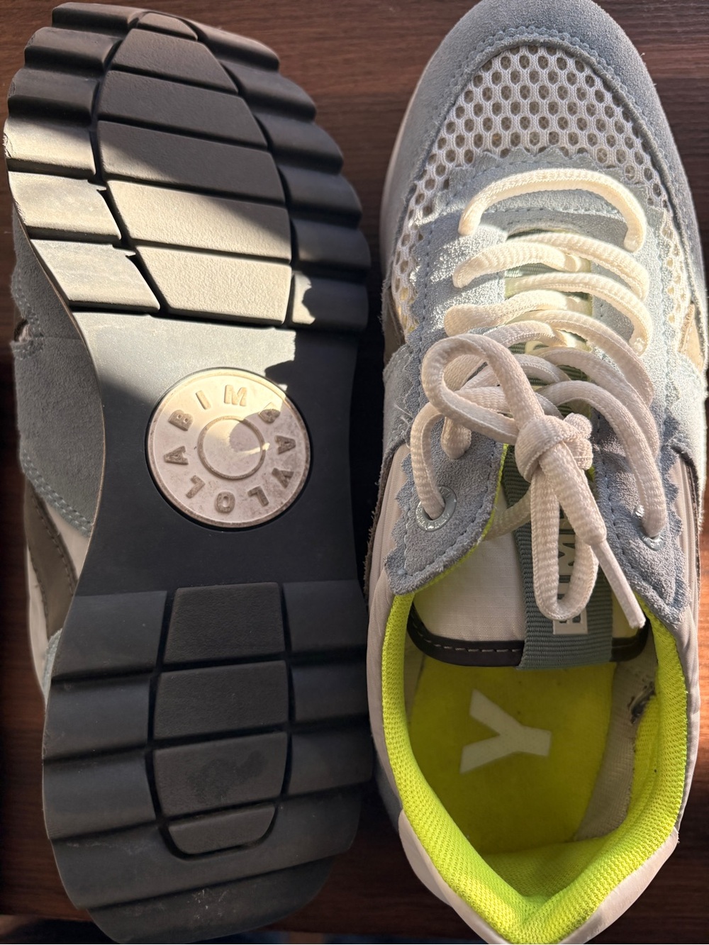 Bimba y Lola Light Gray & Lime Green Sneakers - Picture 3 of 4